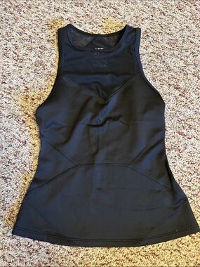 JoyLab Black Athletic Tank Top with Seam Detailing and Mesh Top